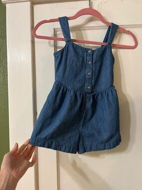 Old Navy Denim Blue Girls' Romper with Front Buttons